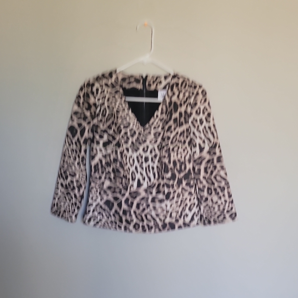 CAbi Leopard Print  Top in Tan and Black